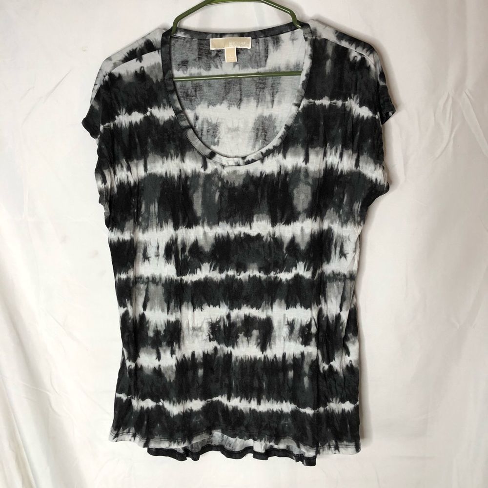 Michael Kors black & white print short sleeve tee szL
